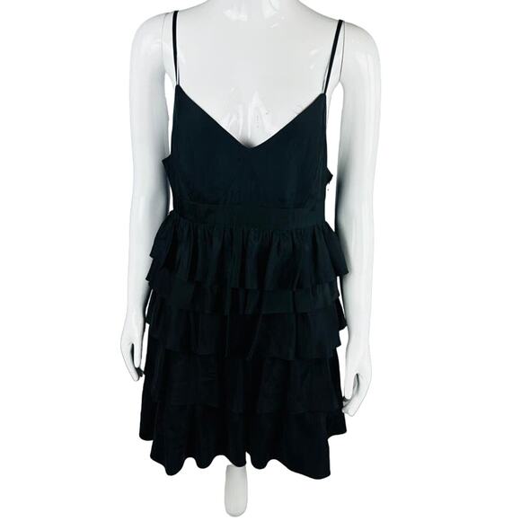 Barneys New York CO-OP Womans Sz 8 Dress Silk Tier Ruffles Little Black Dress - Picture 2 of 9